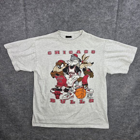 Vintage Chicago Bulls Shirt Mens XL NBA Basketball Looney Tunes Bugs Bunny 90s - Picture 1 of 8